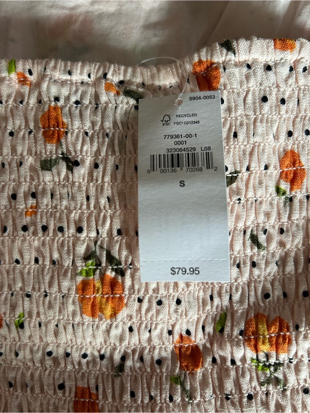 GAP Pink Smocked Midi Dress with Orange Floral Print